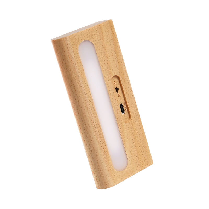 Applique Murale LED Solaire en Bois Massif Rectangulaire Simplicité Contemporaine pour Patio Extérieur 