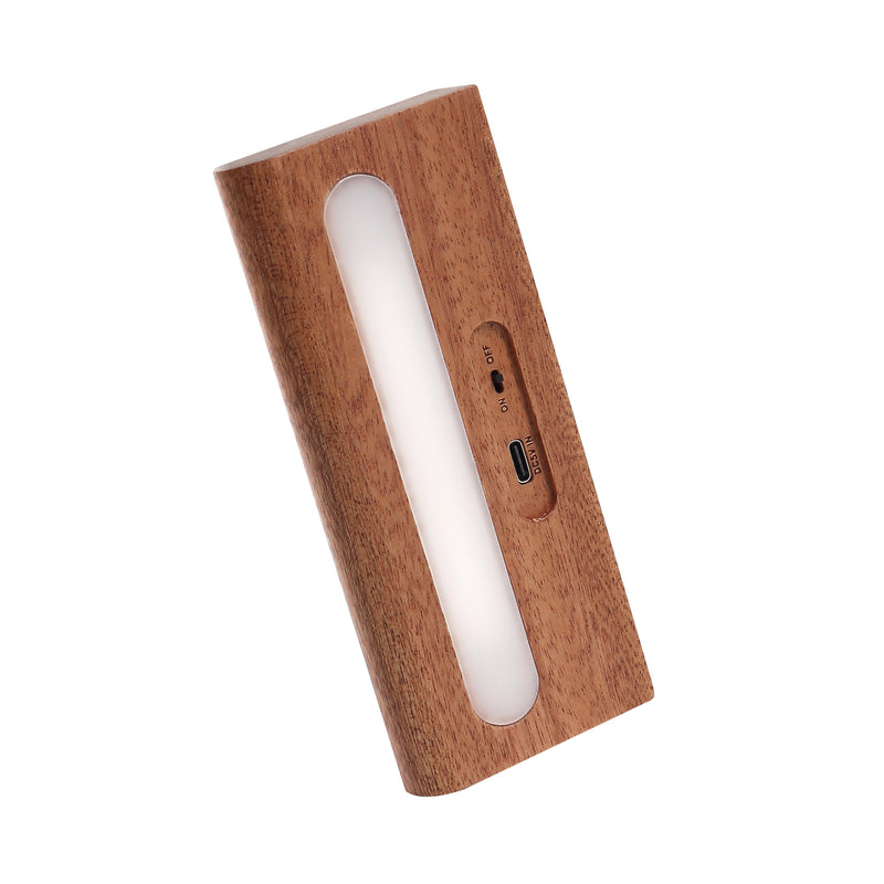 Applique Murale LED Solaire en Bois Massif Rectangulaire Simplicité Contemporaine pour Patio Extérieur 