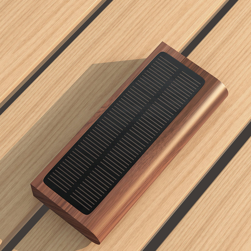Applique Murale LED Solaire en Bois Massif Rectangulaire Simplicité Contemporaine pour Patio Extérieur 