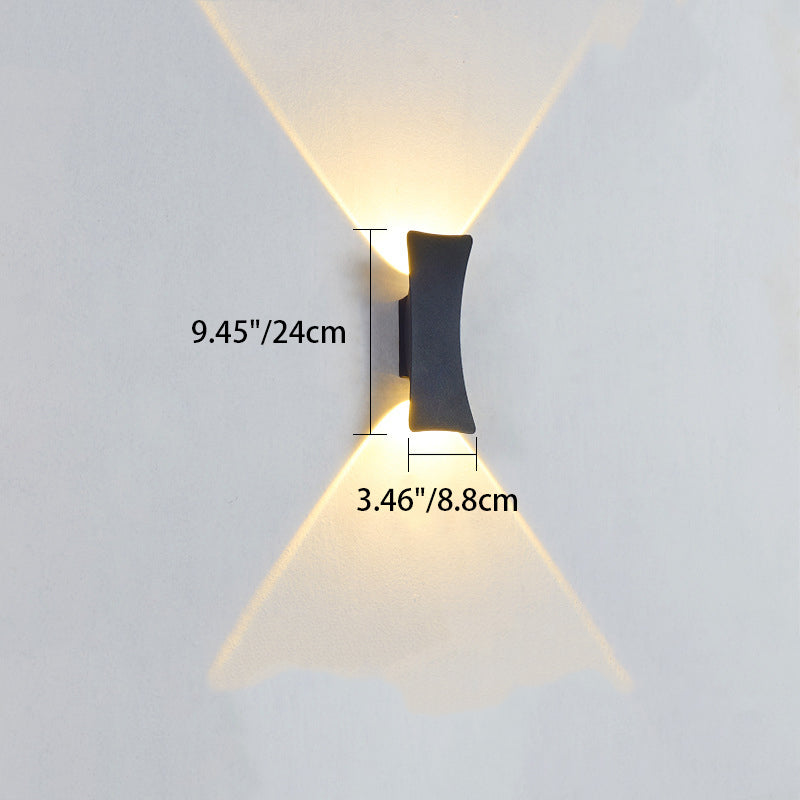 Modern Minimalist Curved Aluminum Up And Down Illuminated LED Waterproof Wall Sconce Lamp For Outdoor Patio