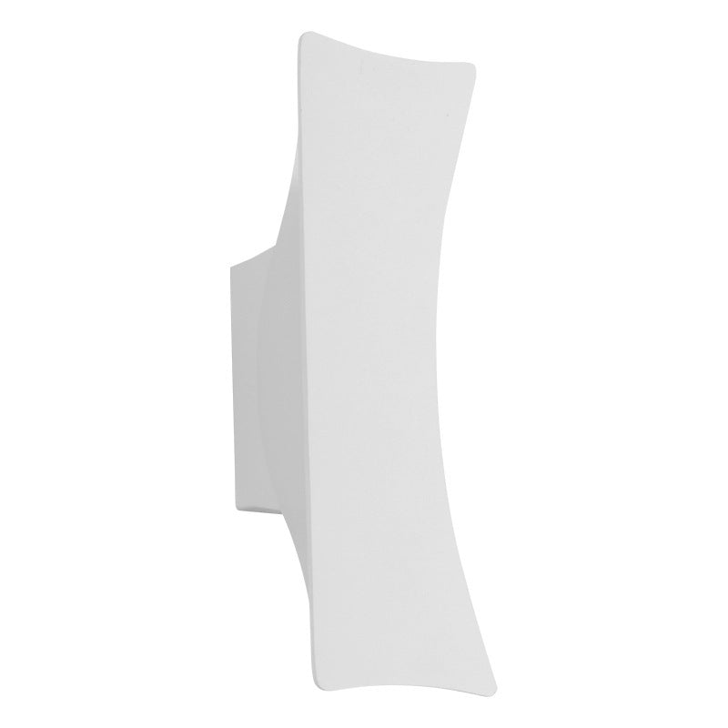 Modern Minimalist Curved Aluminum Up And Down Illuminated LED Waterproof Wall Sconce Lamp For Outdoor Patio