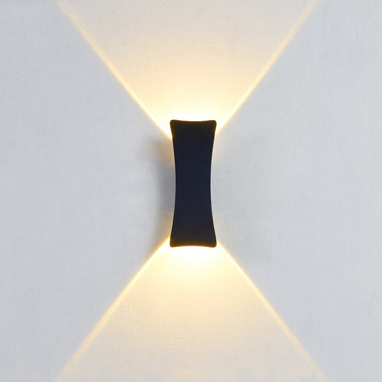 Modern Minimalist Curved Aluminum Up And Down Illuminated LED Waterproof Wall Sconce Lamp For Outdoor Patio
