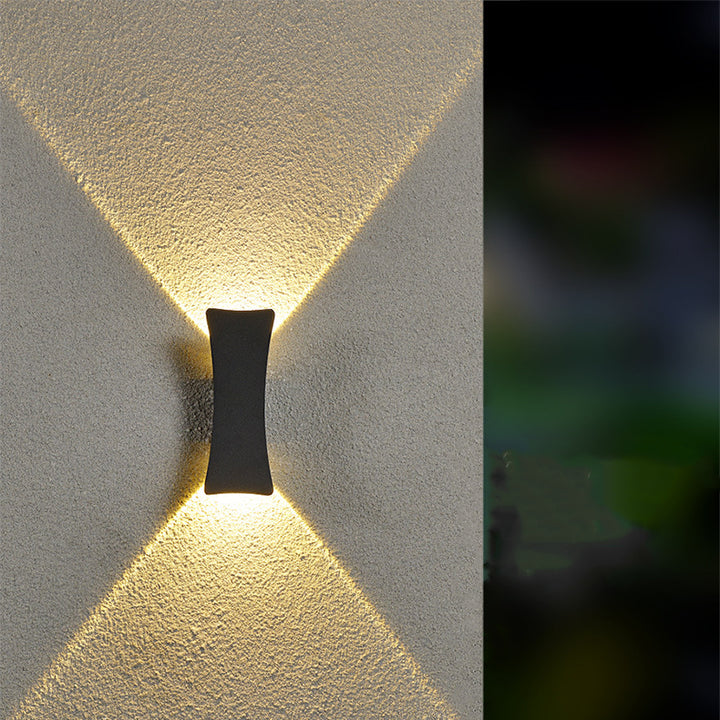 Modern Minimalist Curved Aluminum Up And Down Illuminated LED Waterproof Wall Sconce Lamp For Outdoor Patio