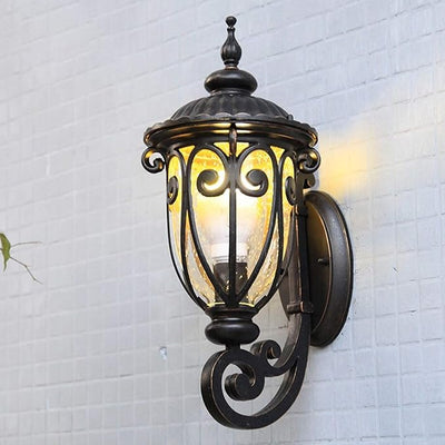 Lampe murale en bronze antique européen traditionnel en aluminium avec verre à 1 lumière pour porche pour patio extérieur 