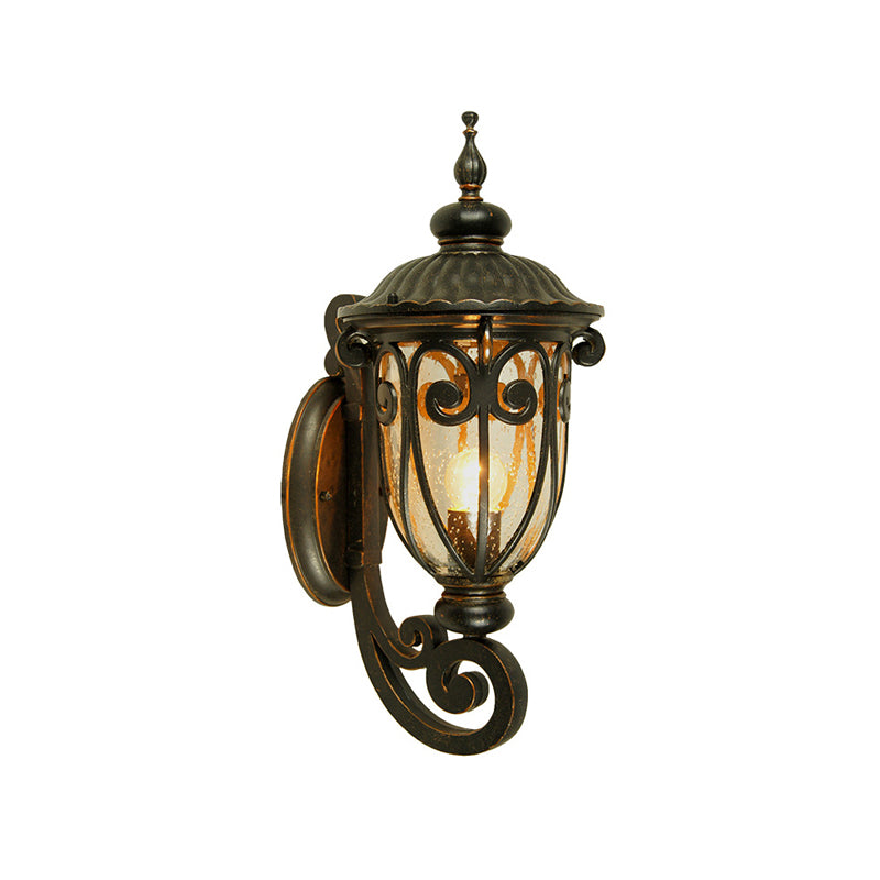 Lampe murale en bronze antique européen traditionnel en aluminium avec verre à 1 lumière pour porche pour patio extérieur 