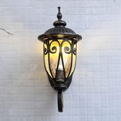 Lampe murale en bronze antique européen traditionnel en aluminium avec verre à 1 lumière pour porche pour patio extérieur 
