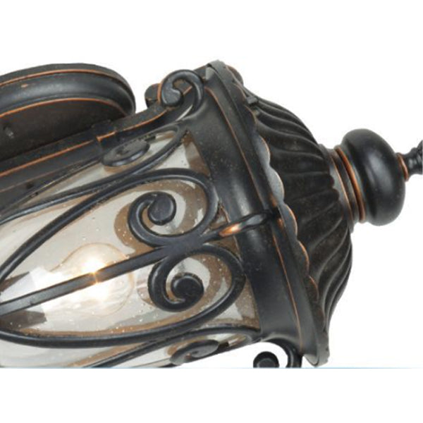 Lampe murale en bronze antique européen traditionnel en aluminium avec verre à 1 lumière pour porche pour patio extérieur 
