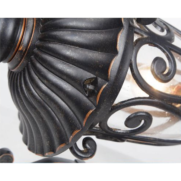 Lampe murale en bronze antique européen traditionnel en aluminium avec verre à 1 lumière pour porche pour patio extérieur 