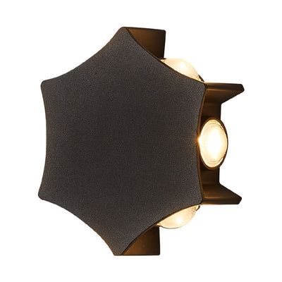 Applique murale extérieure étanche LED hexagonale incurvée en aluminium industriel contemporain pour jardin 