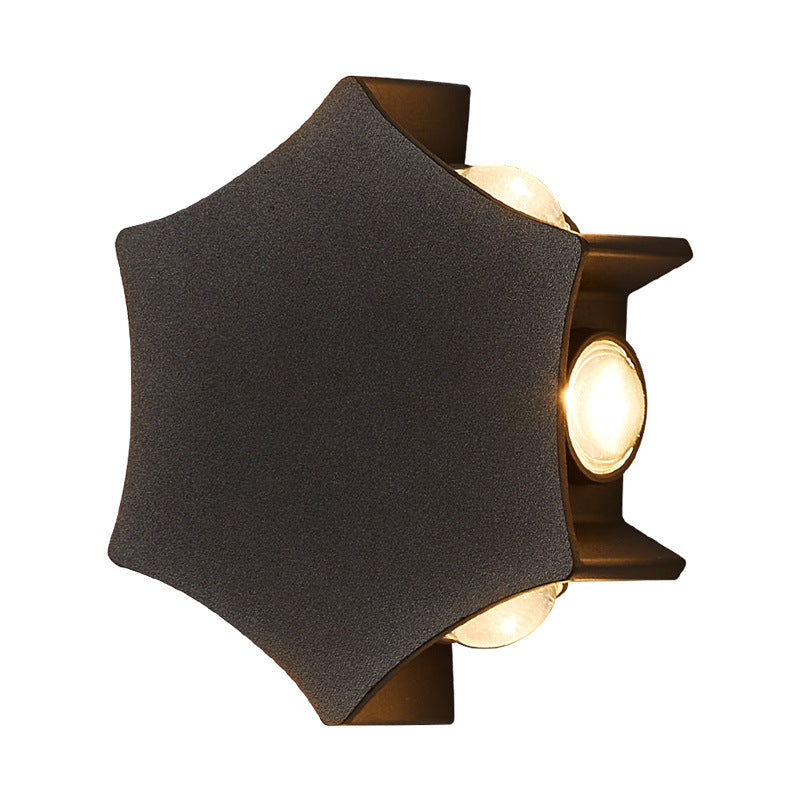 Applique murale extérieure étanche LED hexagonale incurvée en aluminium industriel contemporain pour jardin 