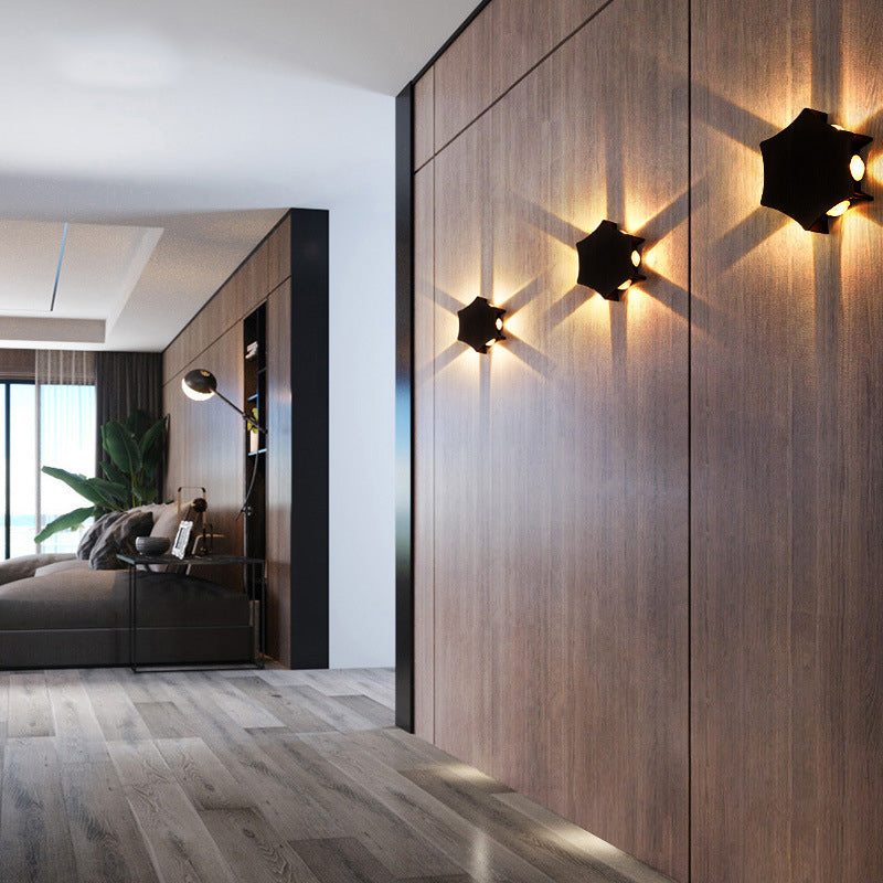 Applique murale extérieure étanche LED hexagonale incurvée en aluminium industriel contemporain pour jardin 