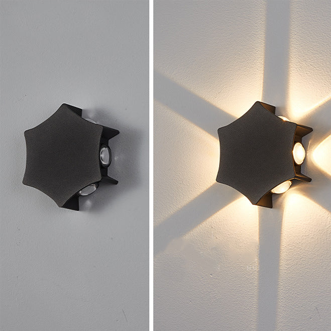 Applique murale extérieure étanche LED hexagonale incurvée en aluminium industriel contemporain pour jardin 