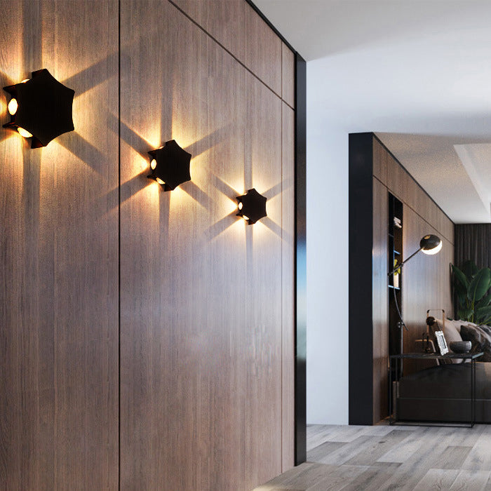 Applique murale extérieure étanche LED hexagonale incurvée en aluminium industriel contemporain pour jardin 