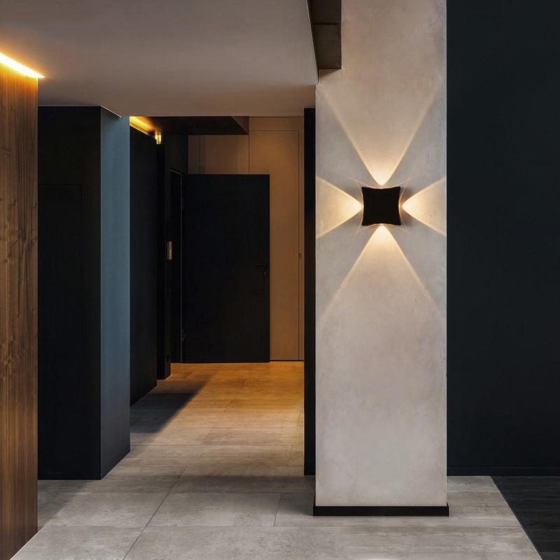 Applique murale contemporaine en aluminium carré LED étanche pour jardin 