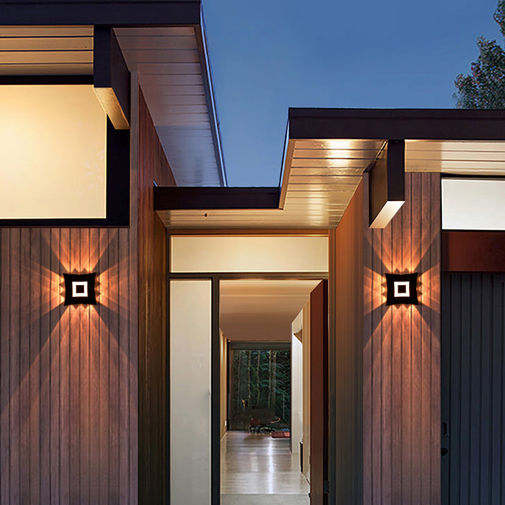 Applique murale contemporaine en aluminium carré LED étanche pour jardin 