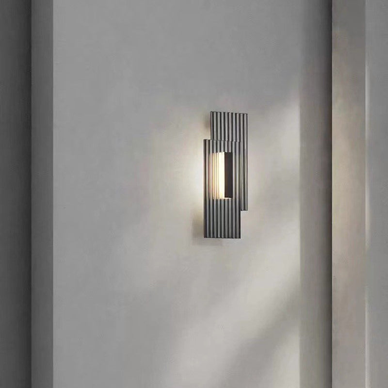 Applique murale LED contemporaine scandinave géométrique rectangulaire en fer et verre vertical pour salon 