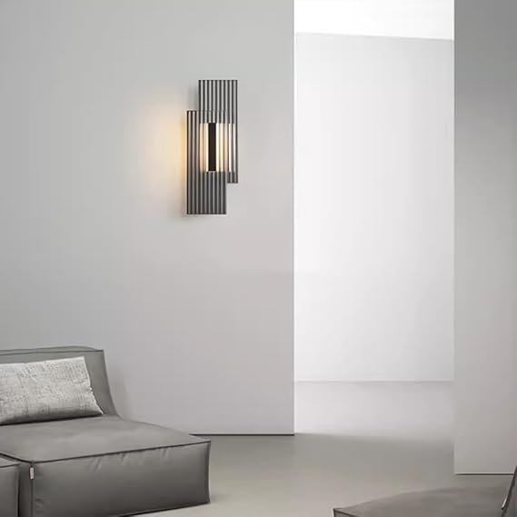 Contemporary Scandinavian Geometric Rectangular Iron Vertical Glass LED Wall Sconce Lamp For Living Room