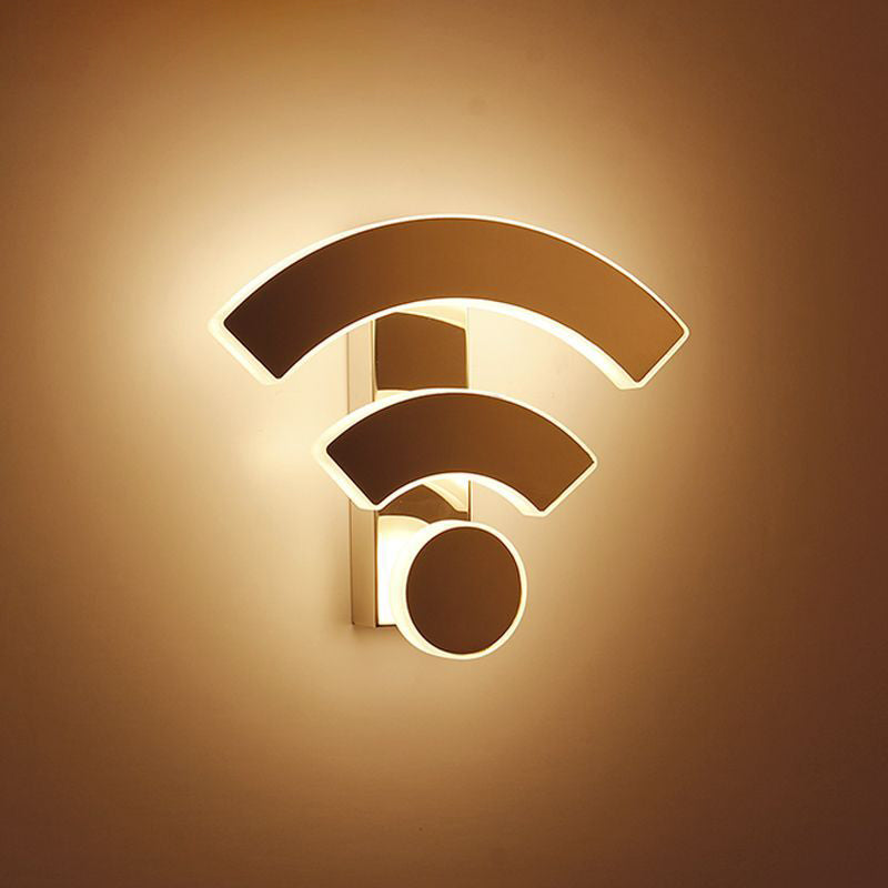 Applique murale LED en acier inoxydable créatif contemporain avec abat-jour en acrylique et WIFI pour salon 