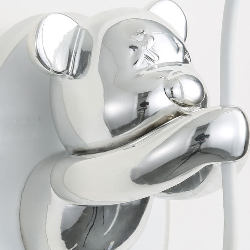 Contemporary Creative Resin Cartoon Bear Glass Balloon Shade LED Wall Sconce Lamp For Bedroom