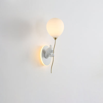 Contemporary Creative Resin Cartoon Bear Glass Balloon Shade LED Wall Sconce Lamp For Bedroom