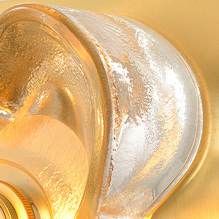 Contemporary Luxury Brass Four-Leaf Clover Glass Shade 1-Light Wall Sconce Lamp For Living Room