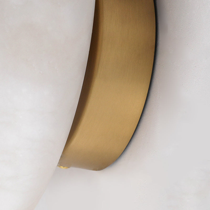 Applique murale LED ronde en marbre et cuivre contemporain pour salon 