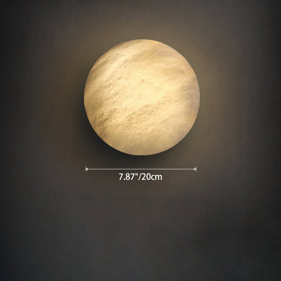 Applique murale LED ronde en marbre et cuivre contemporain pour salon 