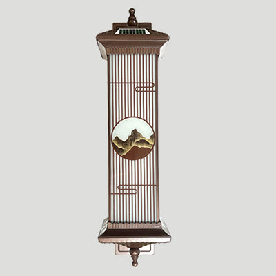 Lampe murale d'extérieur étanche en aluminium et verre rectangulaire LED solaire de style chinois traditionnel pour jardin 