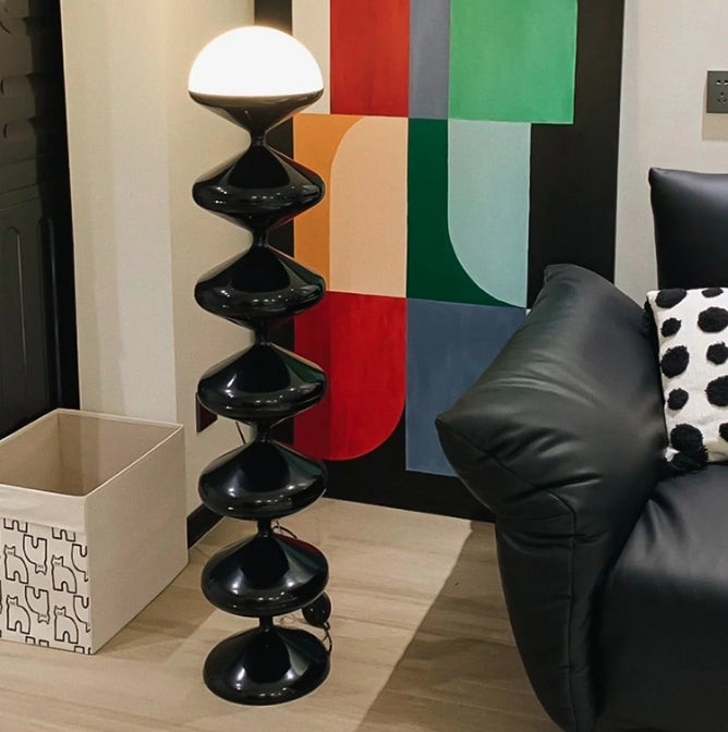 Lampe de sol traditionnelle française en forme de gourde en fer acrylique à 1 lumière pour salon 