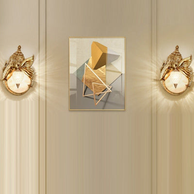 Applique murale contemporaine en résine de luxe avec éléphant en cristal et chien à 1 lumière pour salon 