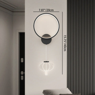 Lampe murale LED en forme de lanterne acrylique avec anneau circulaire géométrique en fer moderne pour salon 