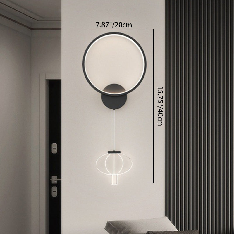 Lampe murale LED en forme de lanterne acrylique avec anneau circulaire géométrique en fer moderne pour salon 