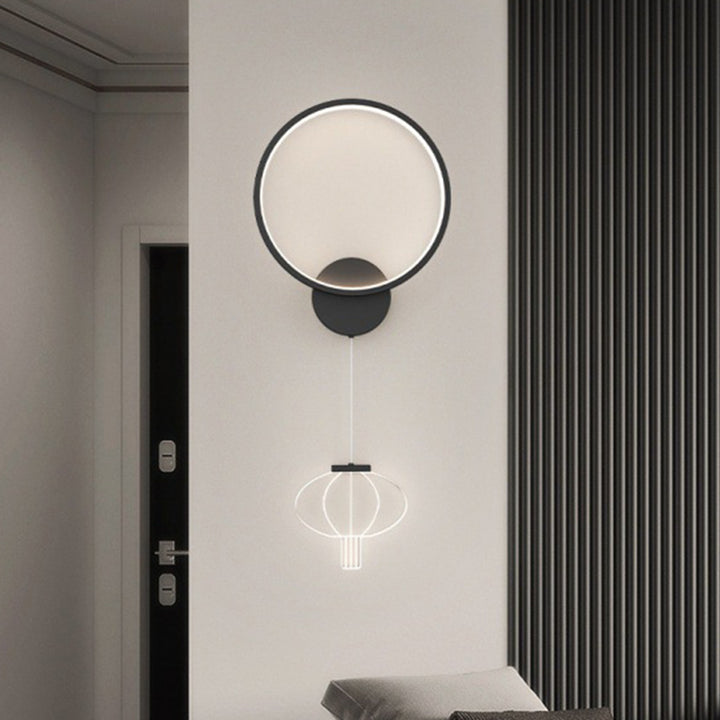 Lampe murale LED en forme de lanterne acrylique avec anneau circulaire géométrique en fer moderne pour salon 