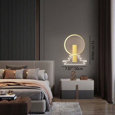 Lampe murale LED en forme de lanterne acrylique avec anneau circulaire géométrique en fer moderne pour salon 