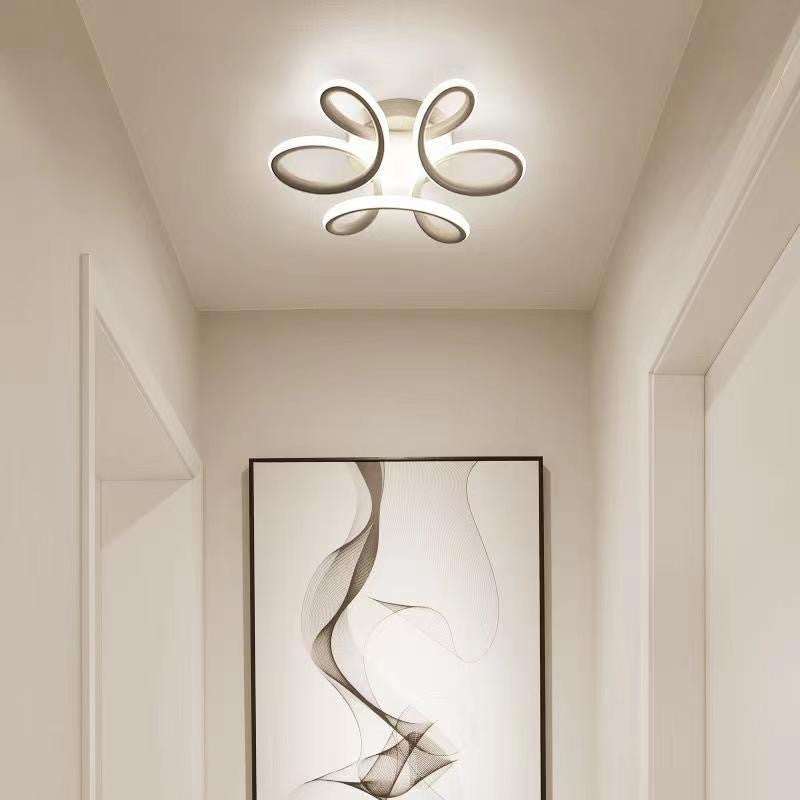 Modern Minimalist Curved Acrylic Iron LED Semi-Flush Mount Ceiling Light For Bedroom
