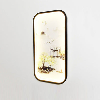 Traditionelle chinesische Lotusblatt-Pflaumenblüten-Eisen-Acryl-LED-Wandleuchte für Wohnzimmer 