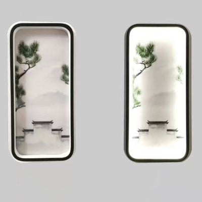 Traditionelle chinesische Lotusblatt-Pflaumenblüten-Eisen-Acryl-LED-Wandleuchte für Wohnzimmer 