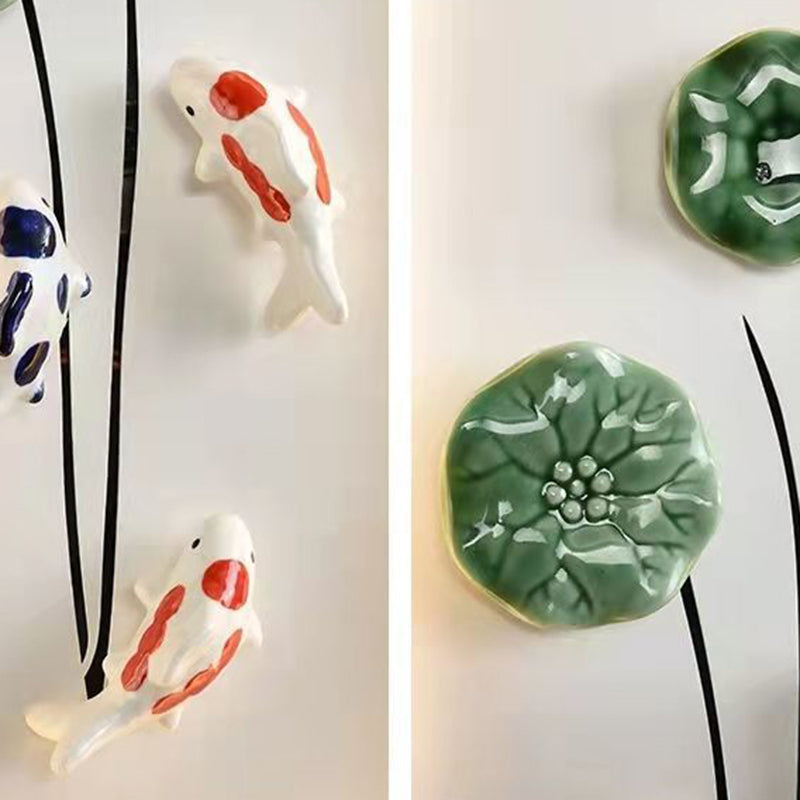 Traditionelle chinesische Lotusblatt-Pflaumenblüten-Eisen-Acryl-LED-Wandleuchte für Wohnzimmer 