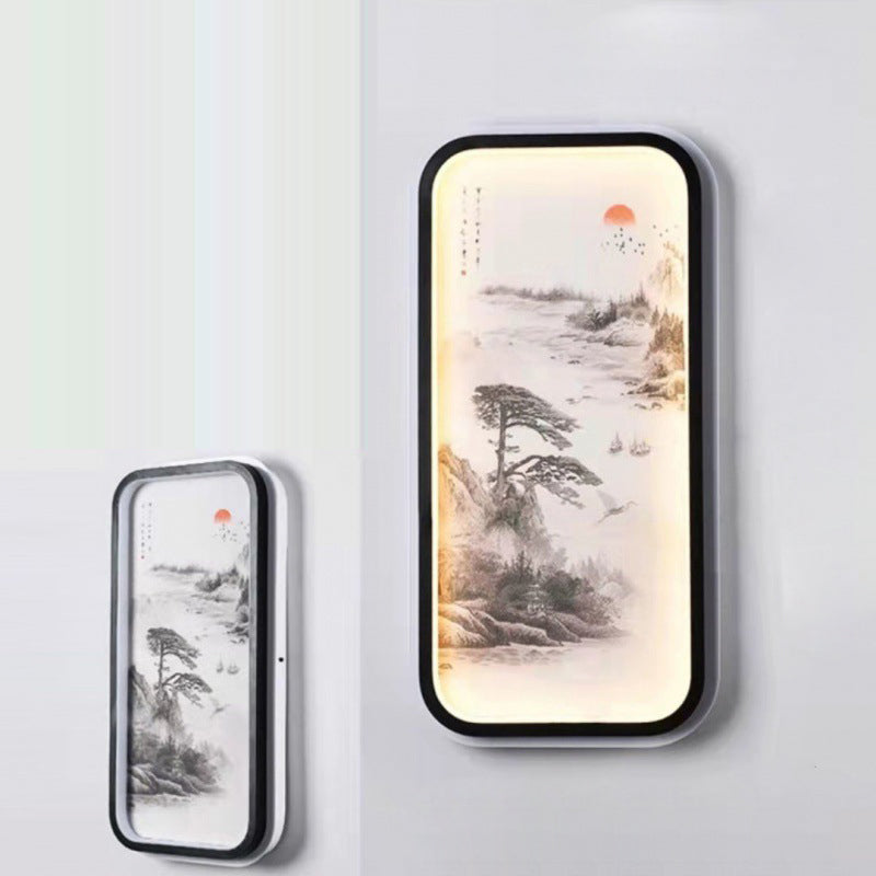 Traditionelle chinesische Lotusblatt-Pflaumenblüten-Eisen-Acryl-LED-Wandleuchte für Wohnzimmer 