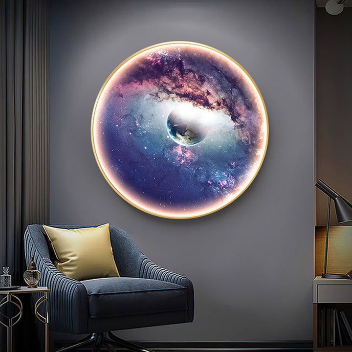 Lampe murale LED ronde en aluminium à ciel étoilé et lune de simplicité contemporaine pour le salon 