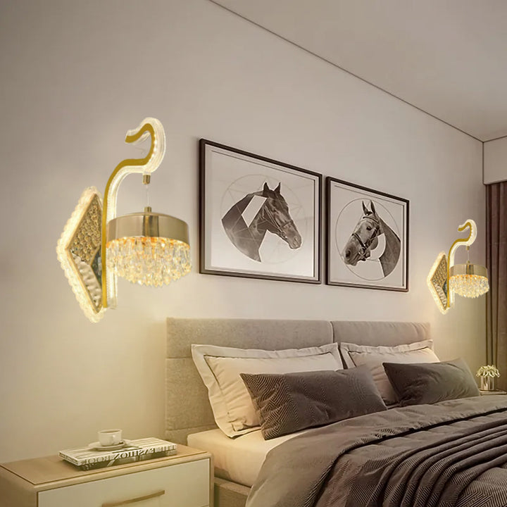 Applique murale LED en acrylique cristal courbé de luxe contemporain pour salon 