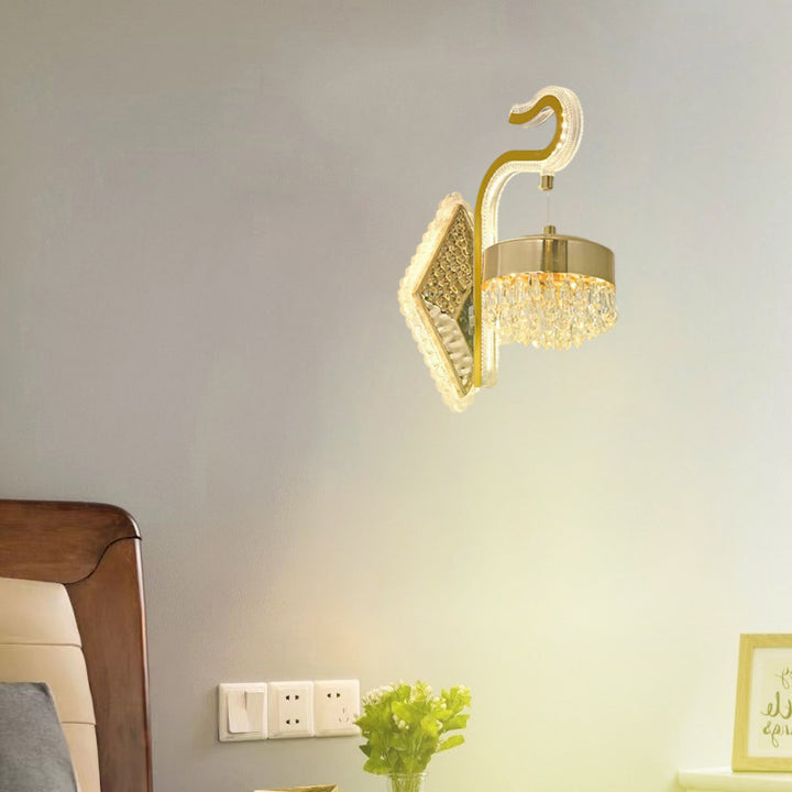 Applique murale LED en acrylique cristal courbé de luxe contemporain pour salon 