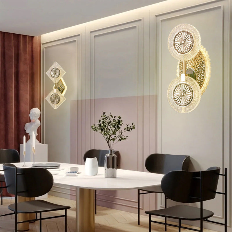Applique murale LED en acrylique en forme de diamant en cristal contemporain de luxe pour salon 