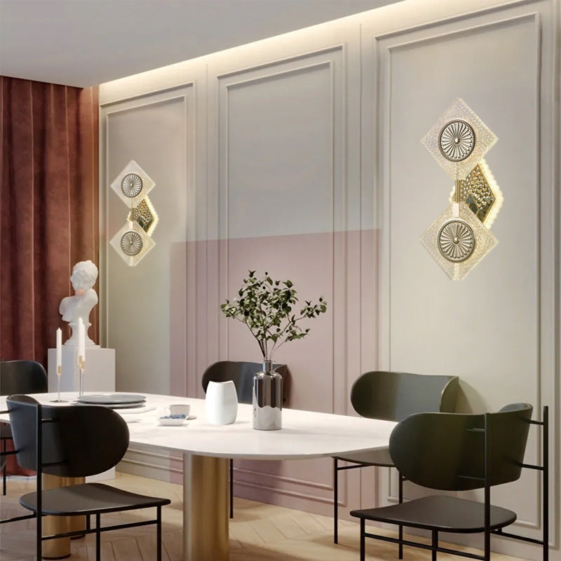 Applique murale LED en acrylique en forme de diamant en cristal contemporain de luxe pour salon 