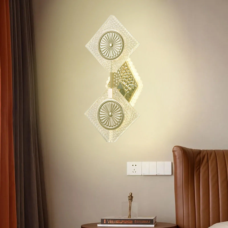 Applique murale LED en acrylique en forme de diamant en cristal contemporain de luxe pour salon 