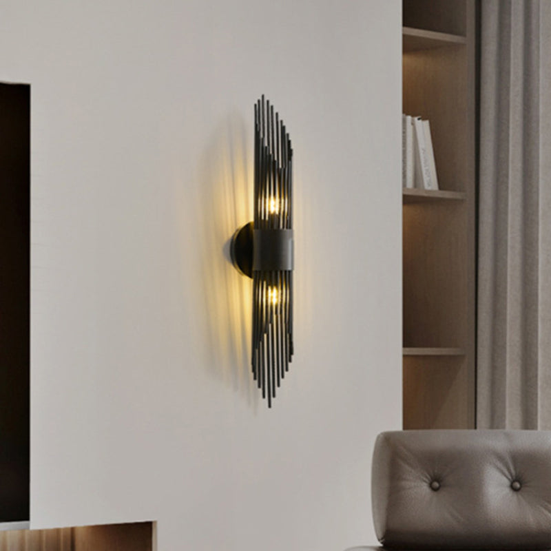 Applique murale contemporaine de luxe en colonne de cuivre avec 2 lumières en acrylique pour le salon 