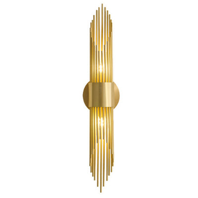 Applique murale contemporaine de luxe en colonne de cuivre avec 2 lumières en acrylique pour le salon 