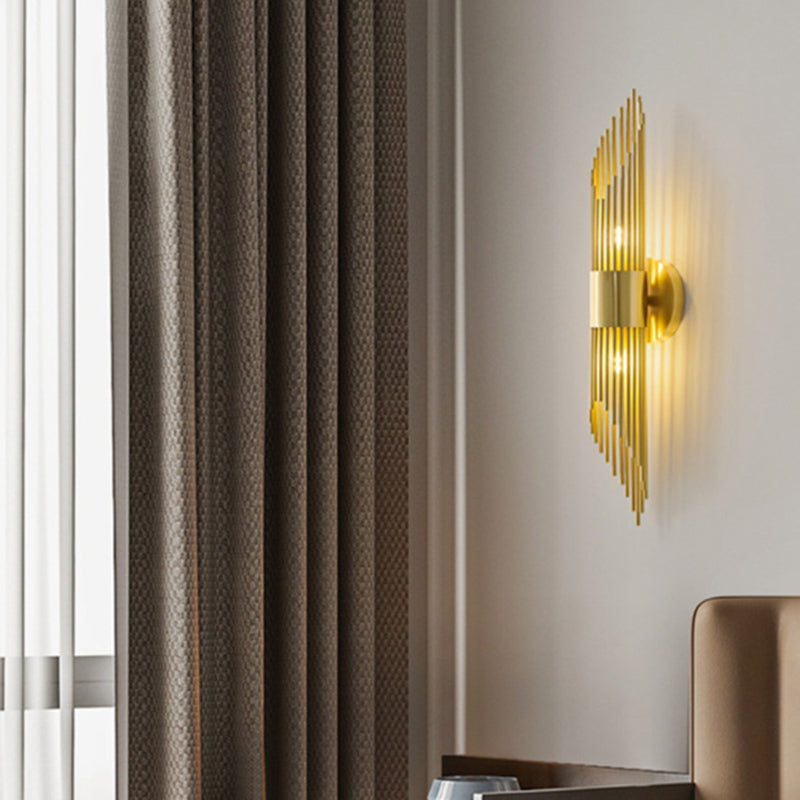 Contemporary Luxury Full Copper Column Acrylic 2-Light Wall Sconce Lamp For Living Room