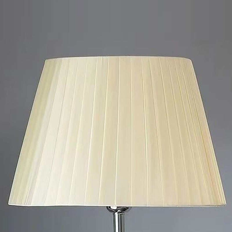 Traditional Vintage Fabric Cylinder Shade Iron Base 1-Light Standing Floor Lamp For Living Room