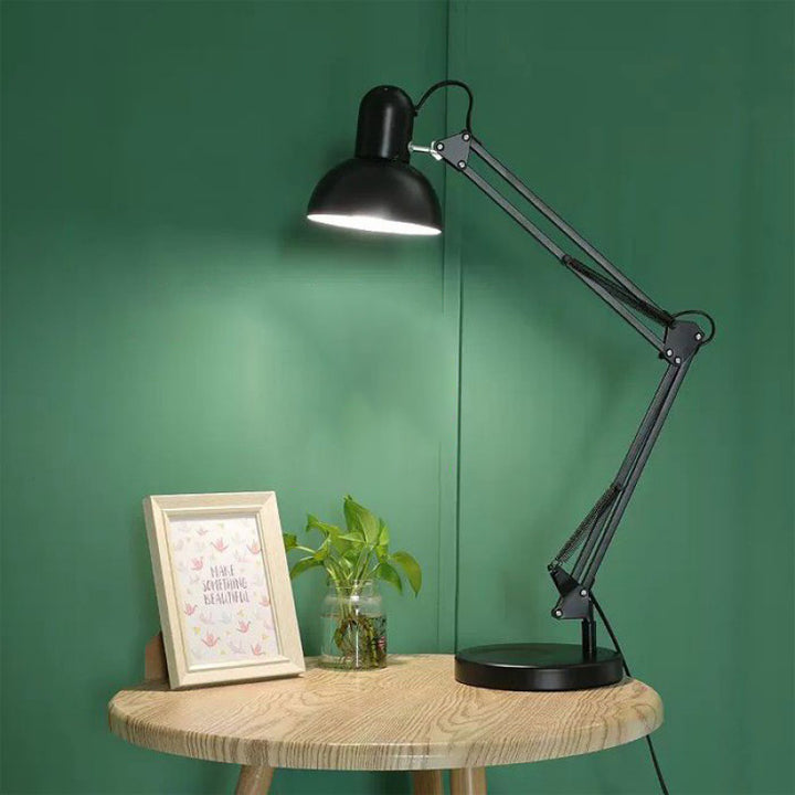 Lampe de table contemporaine nordique réglable avec bras en fer rond 1 lumière pour chambre 